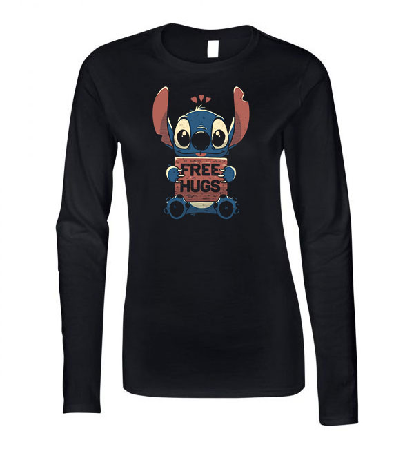 stitch Fekete Női Hosszú Ujjú Póló