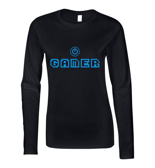 gamer Fekete Női Hosszú Ujjú Póló