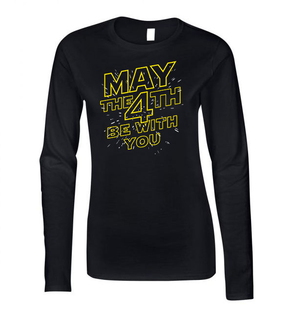 star wars may the fourth 4 be with you Fekete Női Hosszú Ujjú Póló