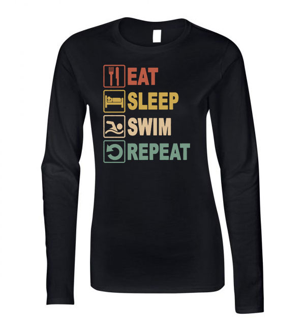 úszás úszós swim Fekete Női Hosszú Ujjú Póló