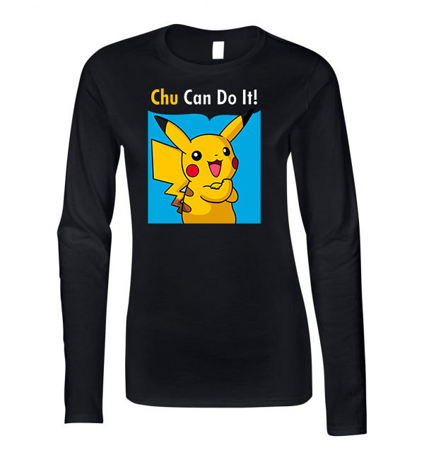pokemon pikachu Fekete Női Hosszú Ujjú Póló
