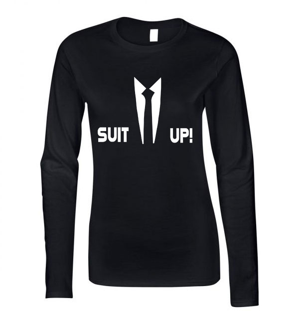 öltözz ki suit up Fekete Női Hosszú Ujjú Póló