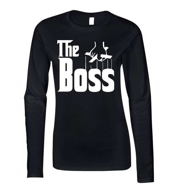 the boss főnök Fekete Női Hosszú Ujjú Póló