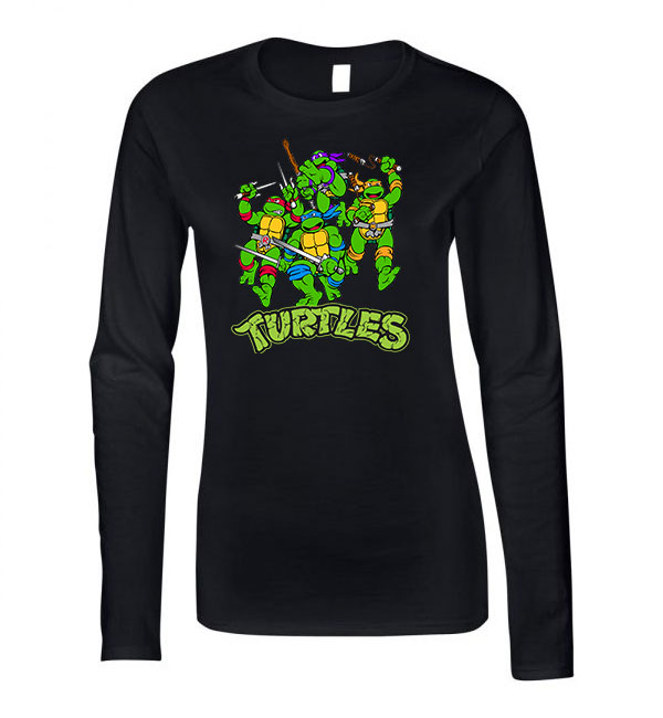 tini ninja teknőcök tmnt Fekete Női Hosszú Ujjú Póló