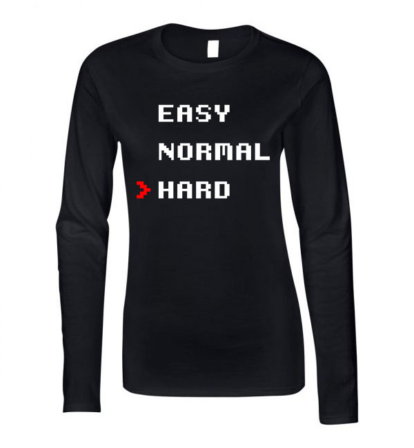 easy normal hard gamer Fekete Női Hosszú Ujjú Póló