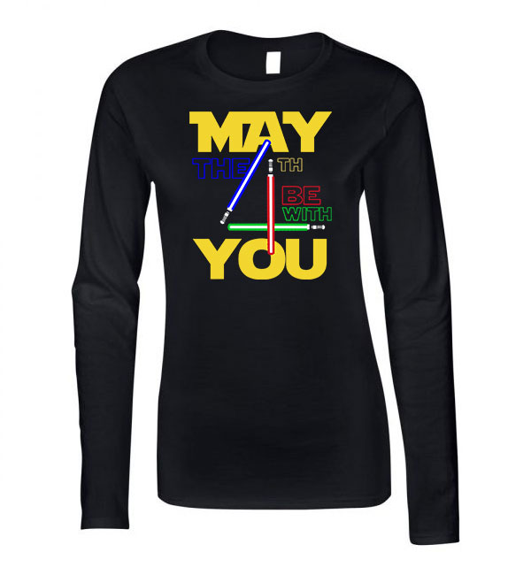 star wars may the fourth Fekete Női Hosszú Ujjú Póló