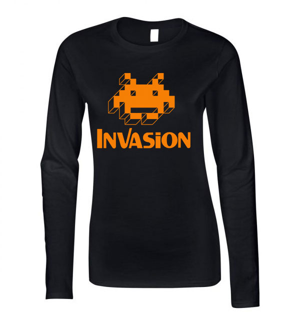 invasion invázió gamer Fekete Női Hosszú Ujjú Póló