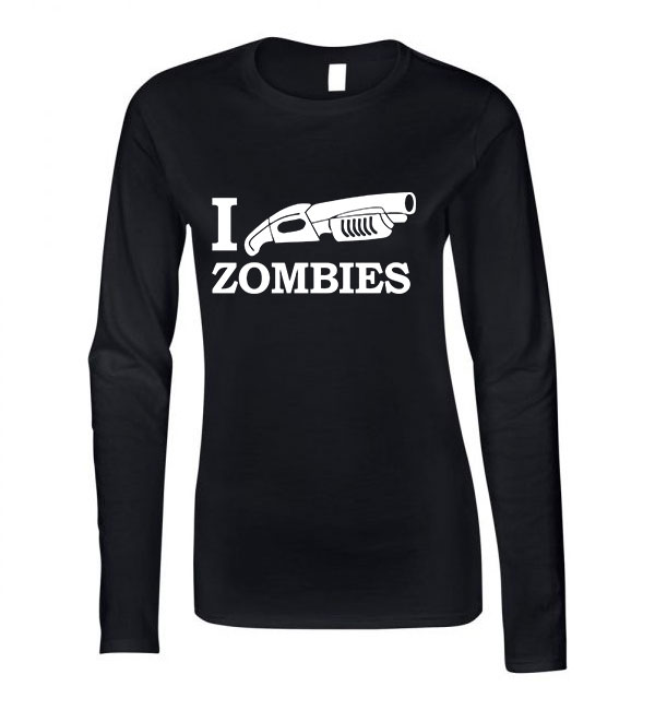 zombis zombi Fekete Női Hosszú Ujjú Póló