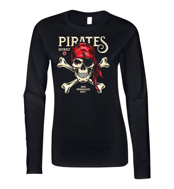Pirates Kalózok Fekete Női Hosszú Ujjú Póló