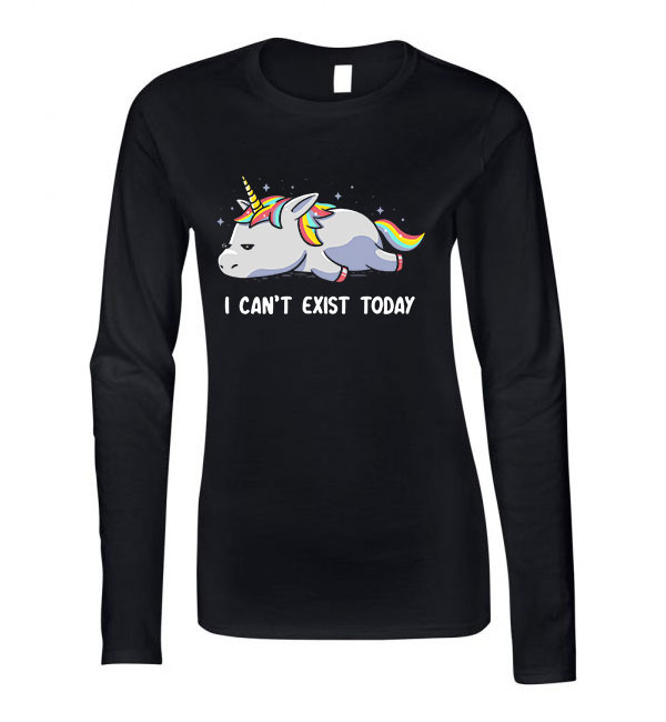 unikornis unicorn Fekete Női Hosszú Ujjú Póló