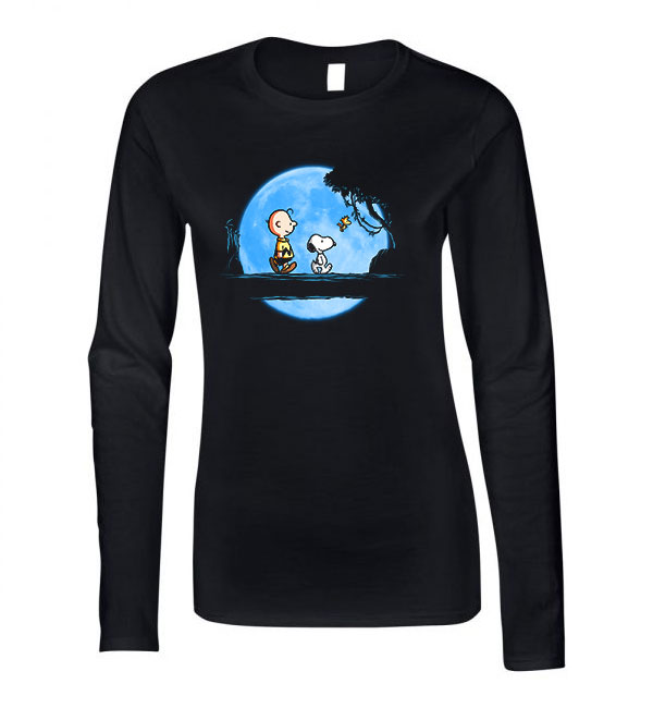 charlie brown snoopy Fekete Női Hosszú Ujjú Póló