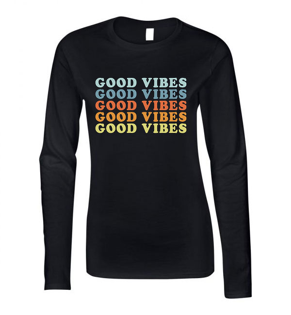 good vibes  Fekete Női Hosszú Ujjú Póló
