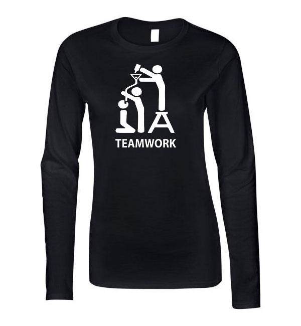 teamwork csapatmunka humor Fekete Női Hosszú Ujjú Póló