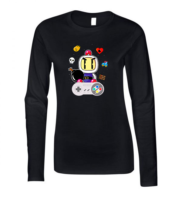 bomberman Fekete Női Hosszú Ujjú Póló