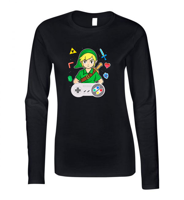 zelda link hyrule Fekete Női Hosszú Ujjú Póló