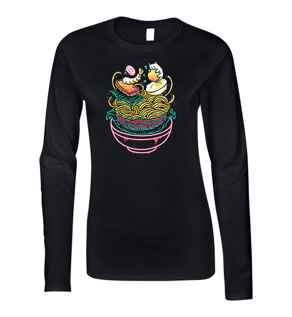 ramen leves  Fekete Női Hosszú Ujjú Póló