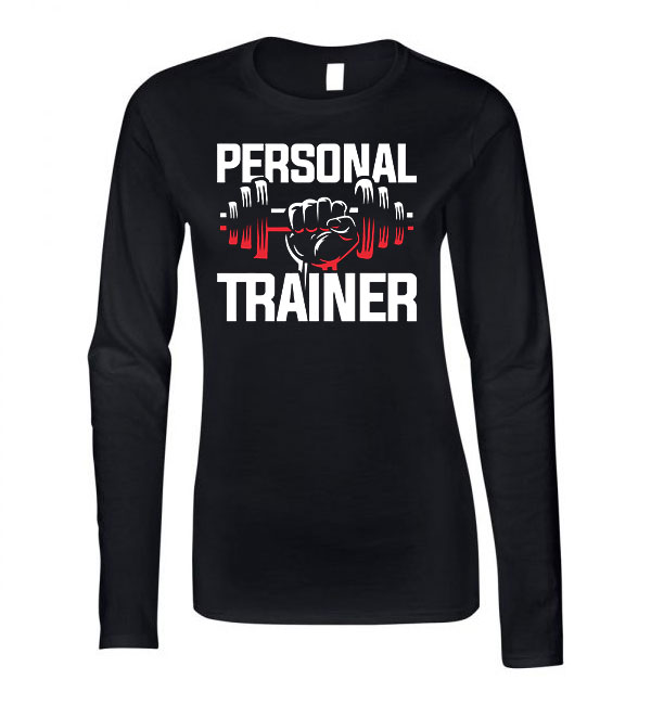 personal trainer személyi edző edzős kondi Fekete Női Hosszú Ujjú Póló