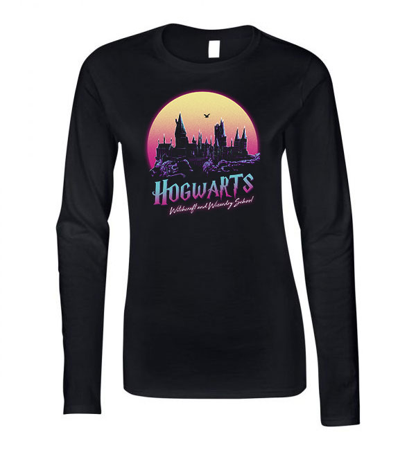 hogwarts roxfort harry potter Fekete Női Hosszú Ujjú Póló