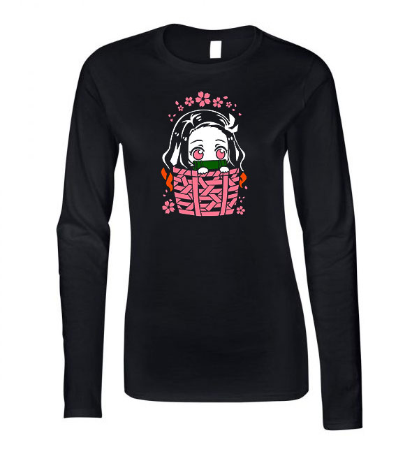 nezuko demon slayer Fekete Női Hosszú Ujjú Póló