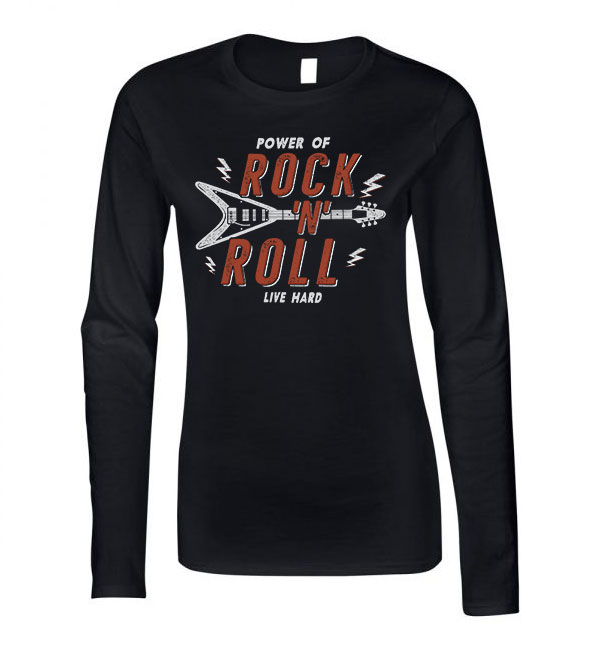 Rock And Roll Fekete Női Hosszú Ujjú Póló