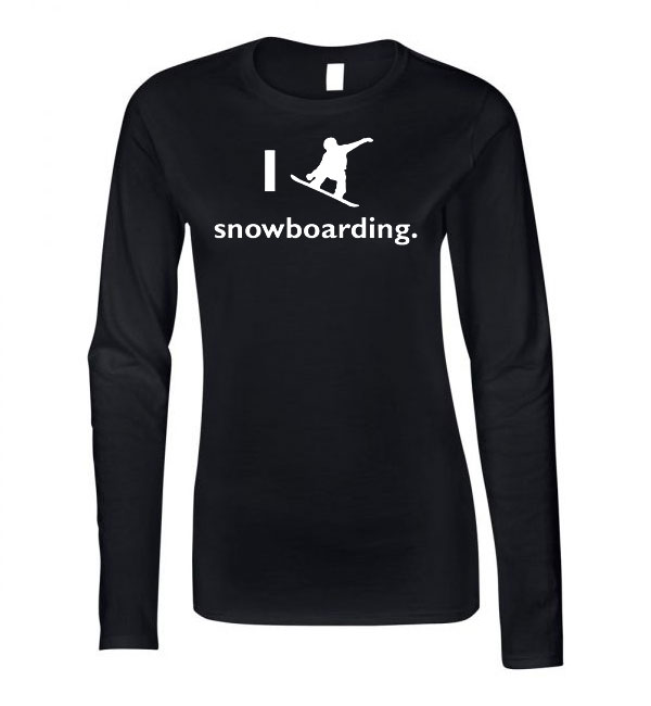 i love snowboard Fekete Női Hosszú Ujjú Póló