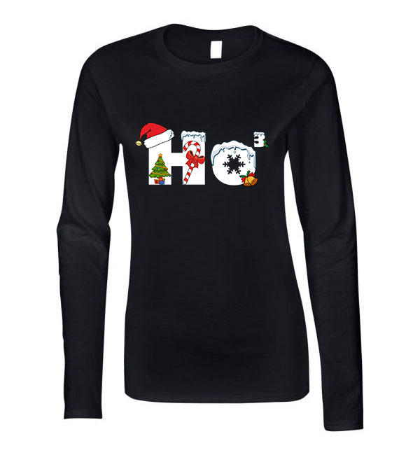karácsony ho ho ho Fekete Női Hosszú Ujjú Póló