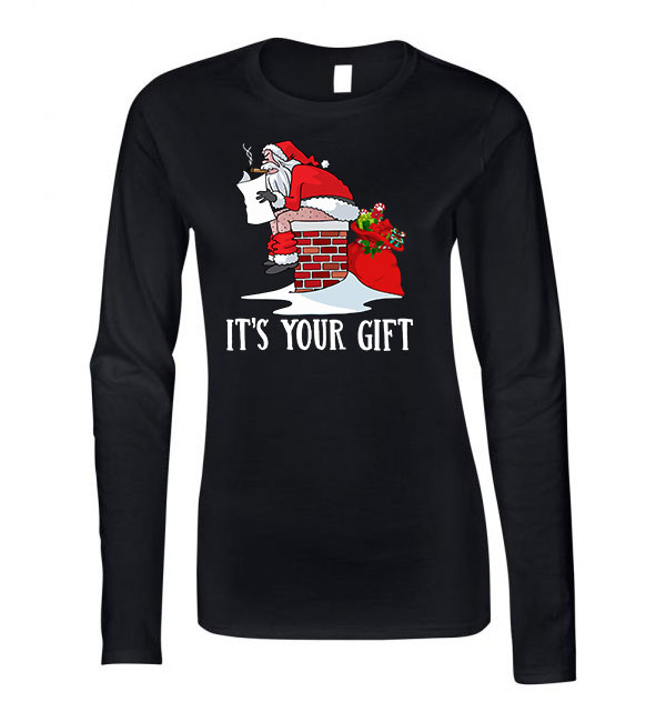 gonosz mikulás santa claus humor karácsony Fekete Női Hosszú Ujjú Póló