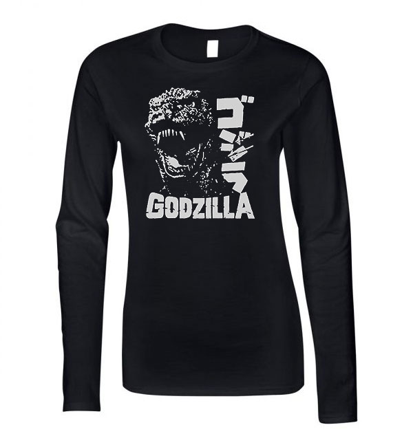 retro godzilla Fekete Női Hosszú Ujjú Póló