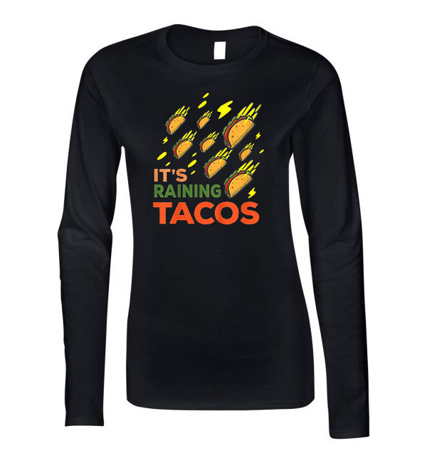 raining tacos Fekete Női Hosszú Ujjú Póló