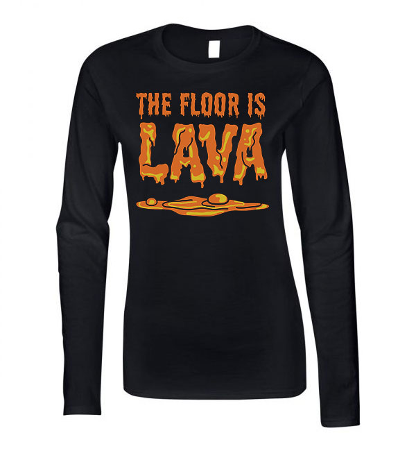 floor is a lava Fekete Női Hosszú Ujjú Póló