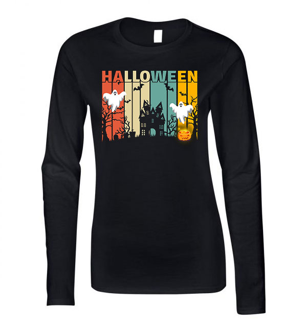 halloween Fekete Női Hosszú Ujjú Póló