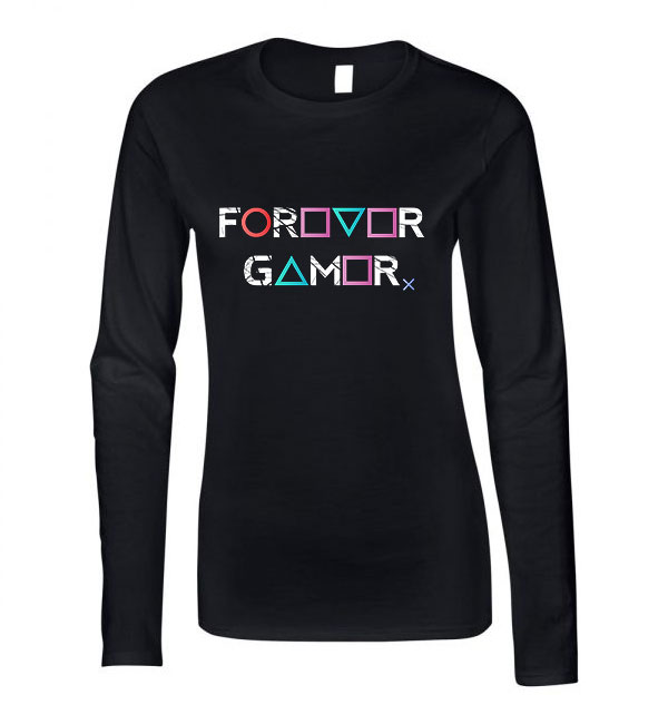gamer forever playstation ps4 ps5 Fekete Női Hosszú Ujjú Póló