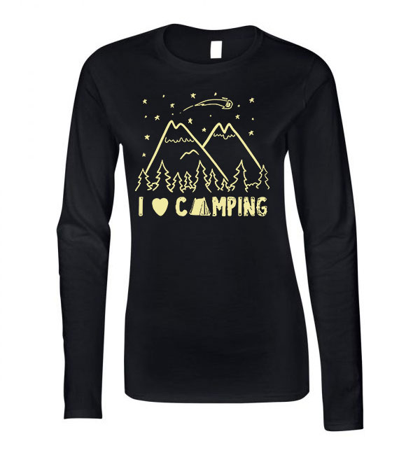kempin camping Fekete Női Hosszú Ujjú Póló