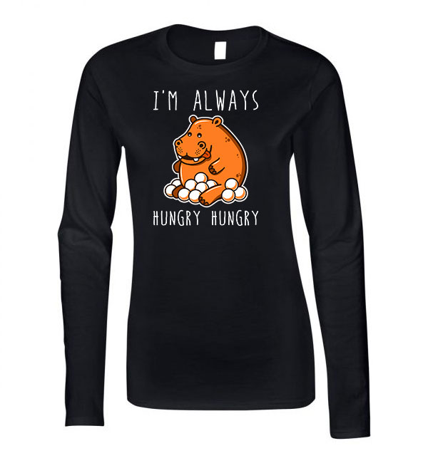 hungry hippo Fekete Női Hosszú Ujjú Póló