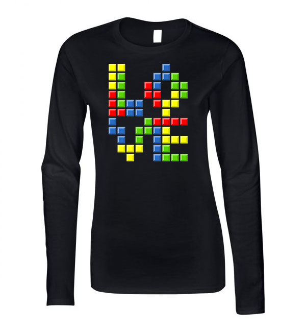 love tetris tetrisz Fekete Női Hosszú Ujjú Póló