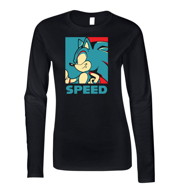 sonic Fekete Női Hosszú Ujjú Póló