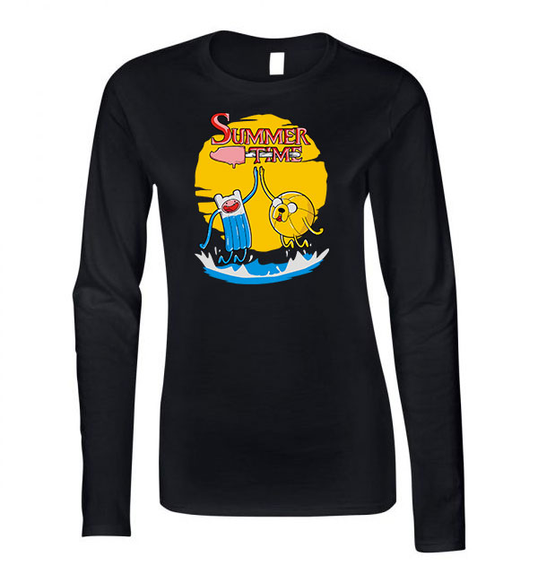 summer time nyár nyaralás adventure time Fekete Női Hosszú Ujjú Póló