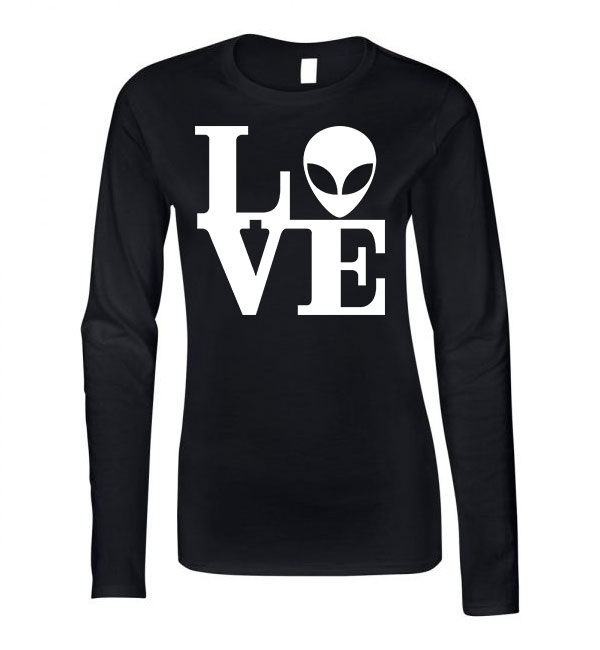 ufo love Fekete Női Hosszú Ujjú Póló
