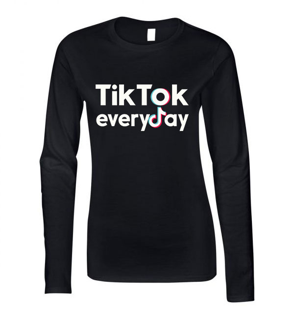 tik tok Fekete Női Hosszú Ujjú Póló