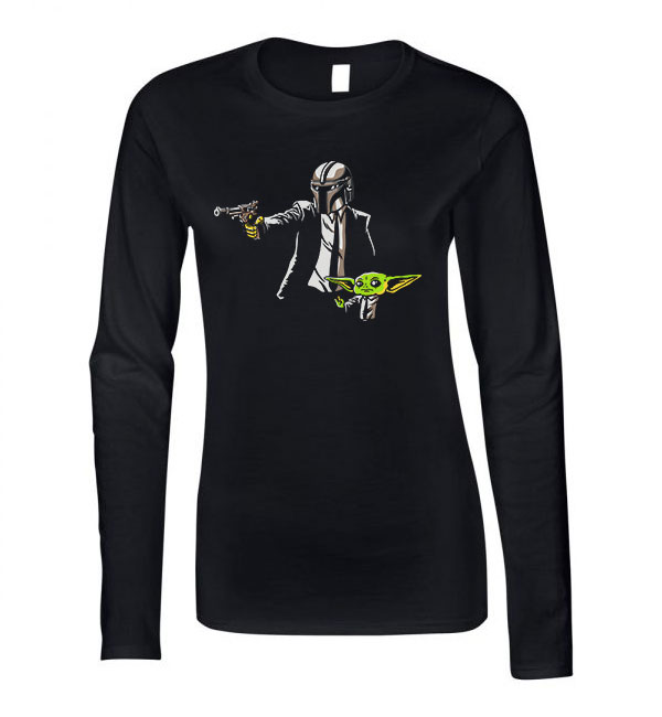 a mandalorian baba yoda baby yoda mando Fekete Női Hosszú Ujjú Póló