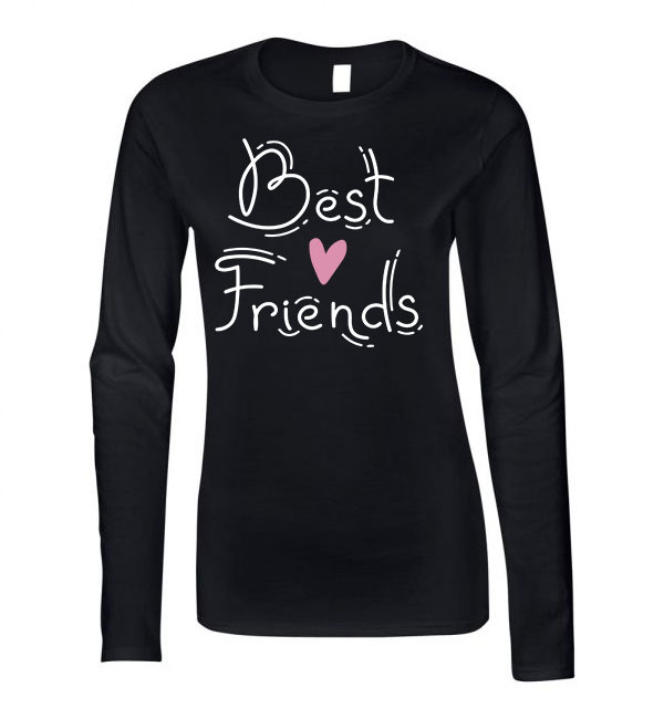 best friends bff barátság Fekete Női Hosszú Ujjú Póló