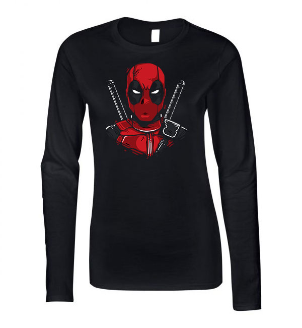 deadpool Fekete Női Hosszú Ujjú Póló