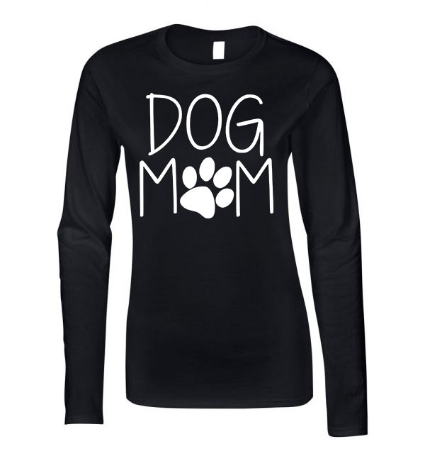 dog mom kutya kutyás Fekete Női Hosszú Ujjú Póló