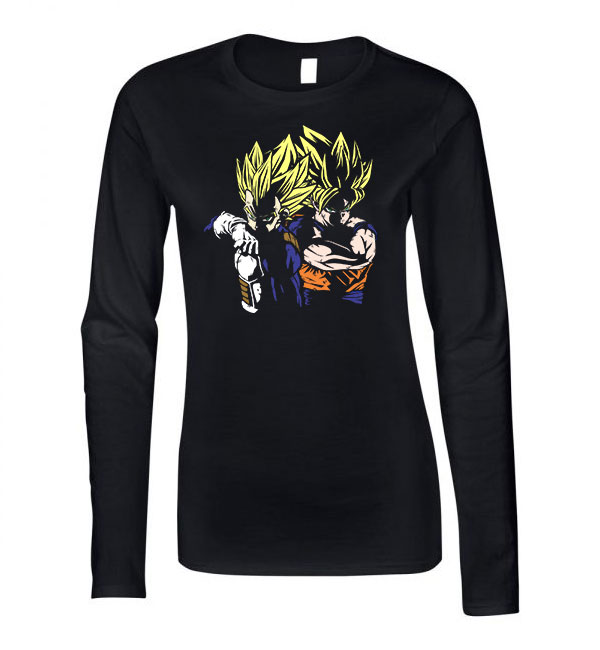 son goku vegeta dragon ball Fekete Női Hosszú Ujjú Póló