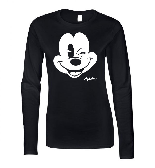 Mickey egér mouse Fekete Női Hosszú Ujjú Póló