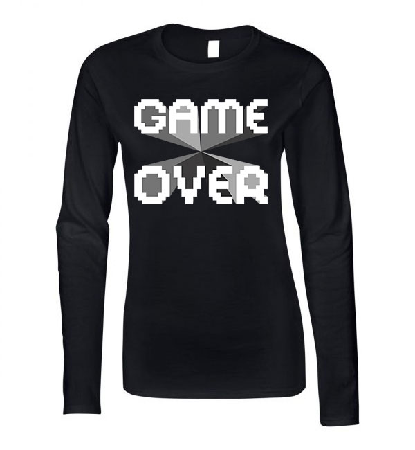 game over gamer Fekete Női Hosszú Ujjú Póló