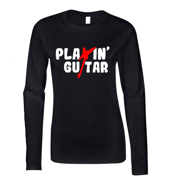 gitár gitáros Fekete Női Hosszú Ujjú Póló