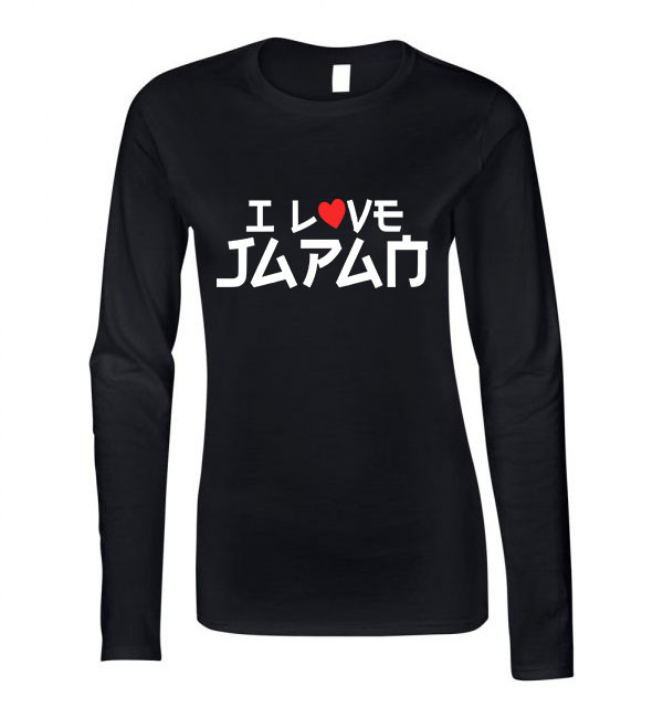 japan japán Fekete Női Hosszú Ujjú Póló