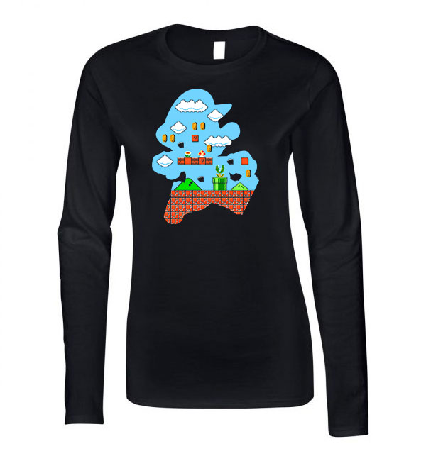 Super Mario Fekete Női Hosszú Ujjú Póló
