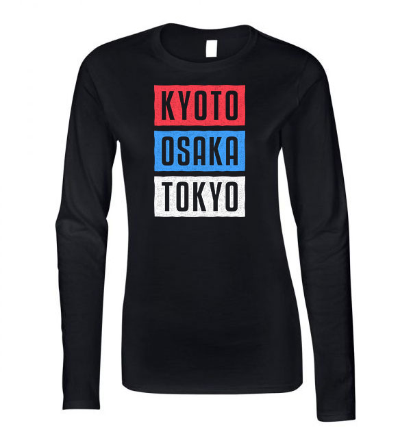 japán kyoto osaka tokyo Fekete Női Hosszú Ujjú Póló